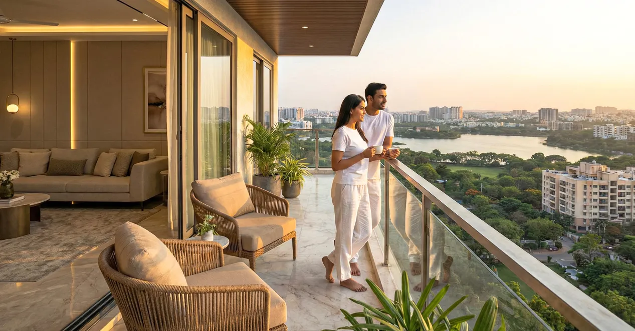 Balcony lifestyle overlooking a lake